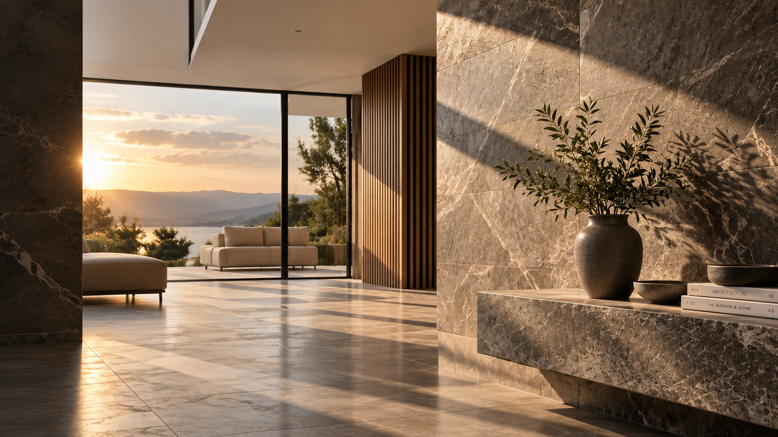 Natural stone interior surface and premium stone finishes